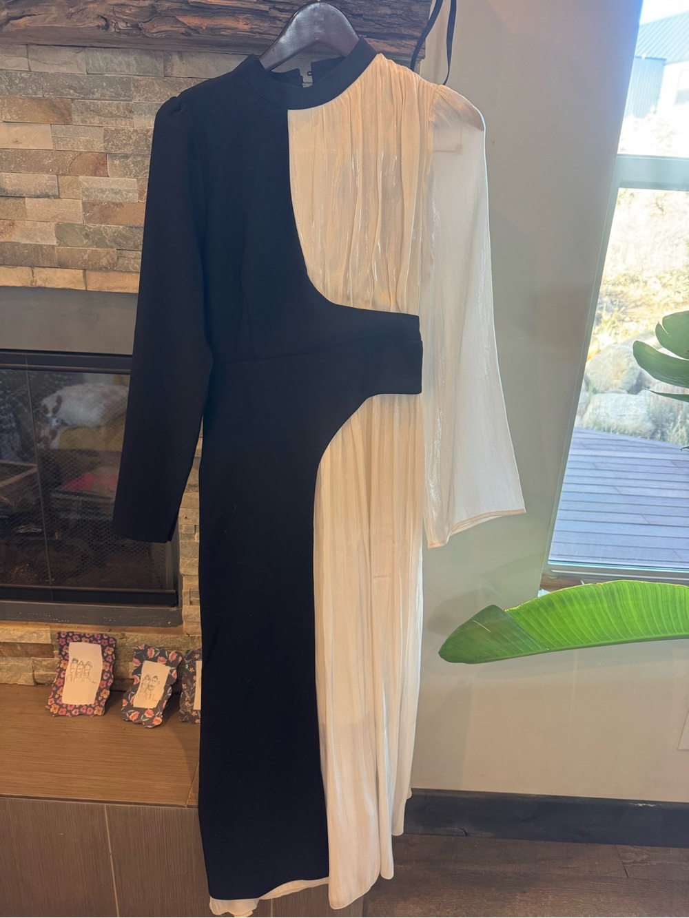 Commense Black and White Two-Tone Maxi Dress